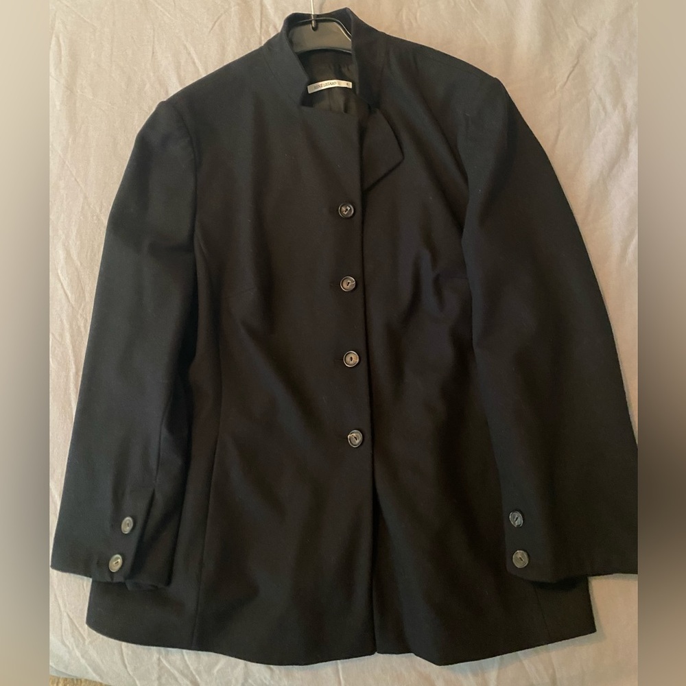 Rene Lezard notched collar wool black blazer size 14
